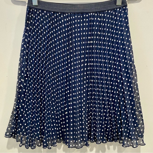 Forever 21 Navy Blue Pleated Polka Dot Skirt Women’s Size Medium - Picture 4 of 11